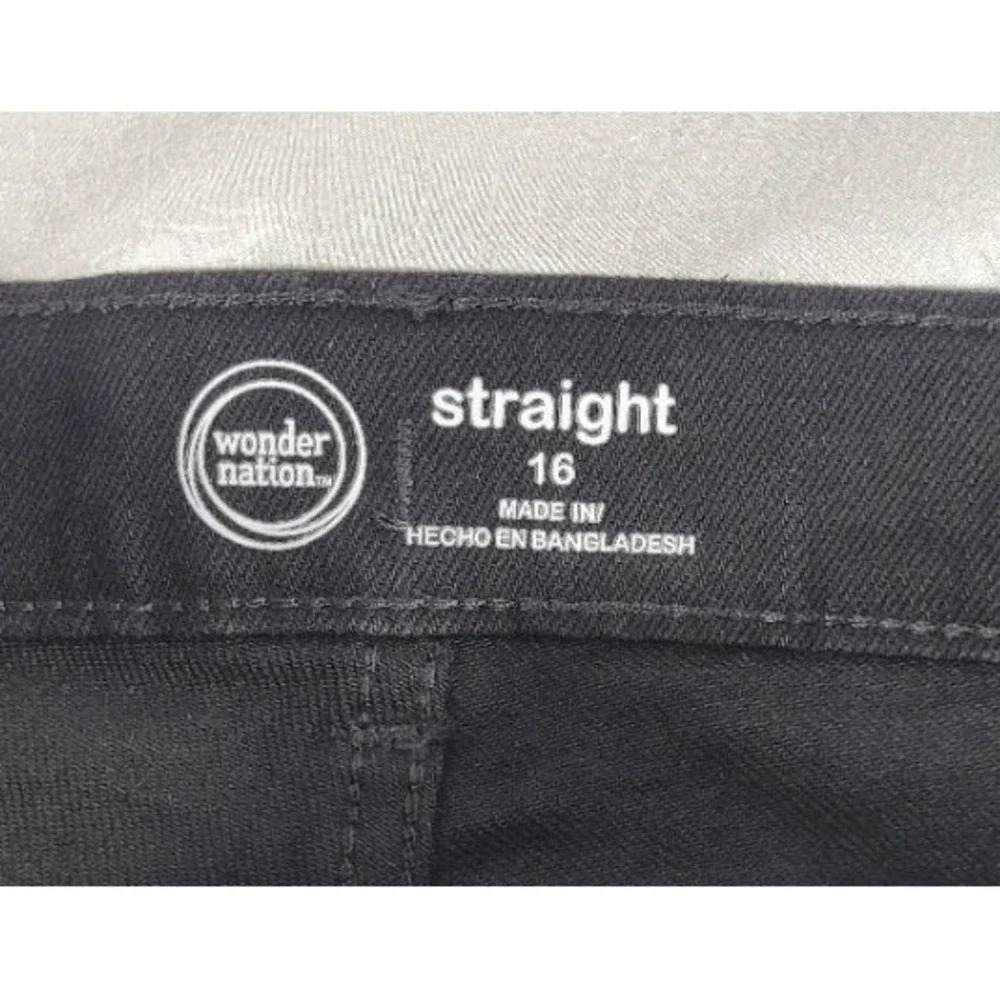Wonder Nation CleanKore Boy's Vintage Straight Leg Denim Jeans - Black - Size 16